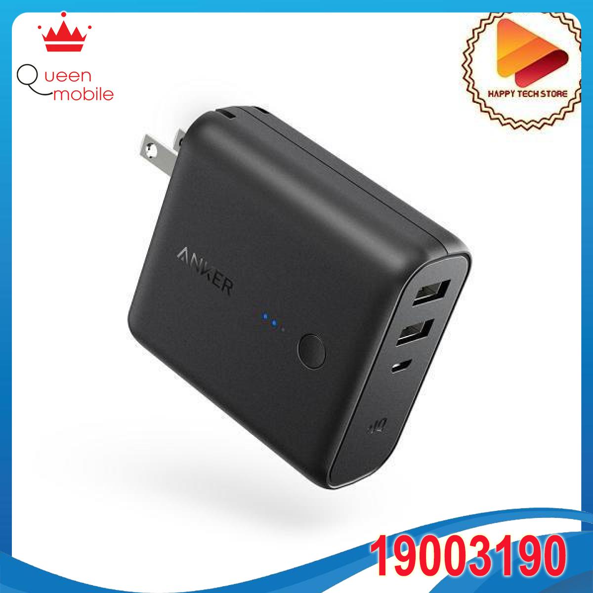 Pin dự phòng anker powercore fusion 5000mah - pin 5000mah kiêm cóc sạc 2 cổng, pchân gập với poweriq - a1621