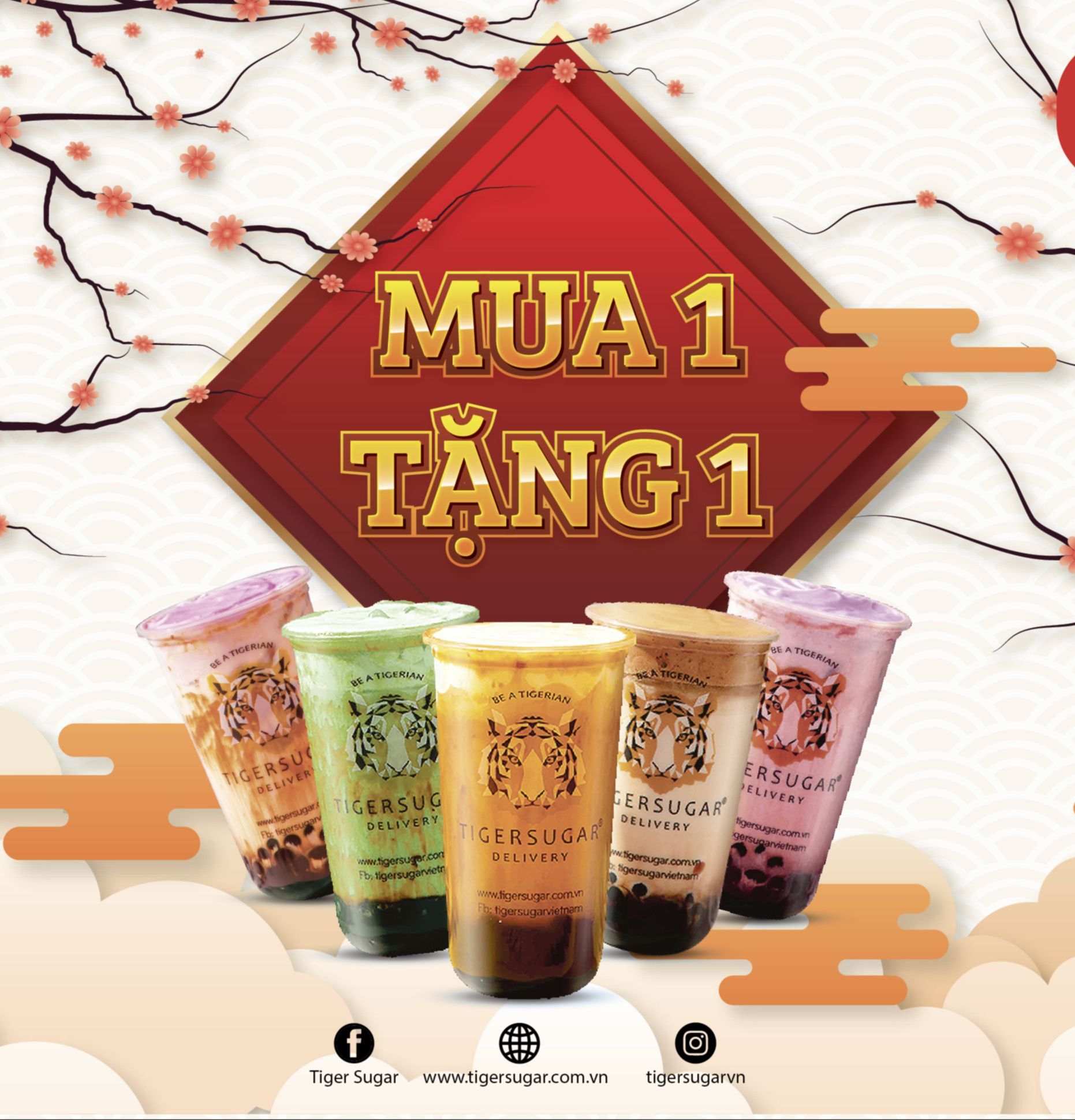 Tiger Sugar Delivery - Mua 1 món size L (Bất kỳ) tặng 1 món Size M (Cùng loại) [Toàn Quốc]
