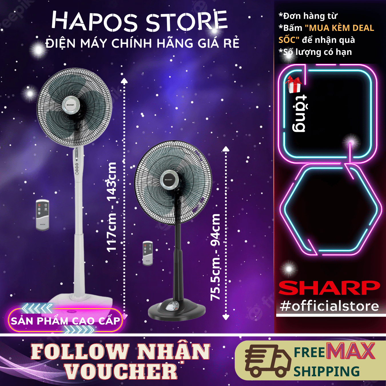 Quạt đứng - quạt cây - quạt lỡ - quạt lửng sharp pj-s40rv / pj-l40rv - hapos