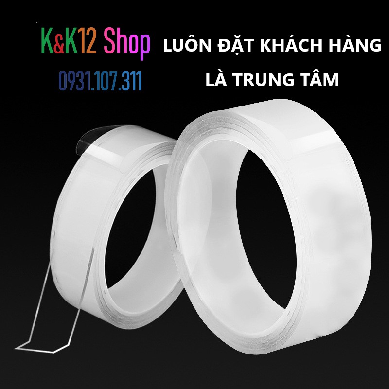 Băng keo nano 2 mặt. Cuộn keo dán silicon cố định đồ vật 3cm*5m giúp dễ dàng cố định đồ vật trong gia đình K03