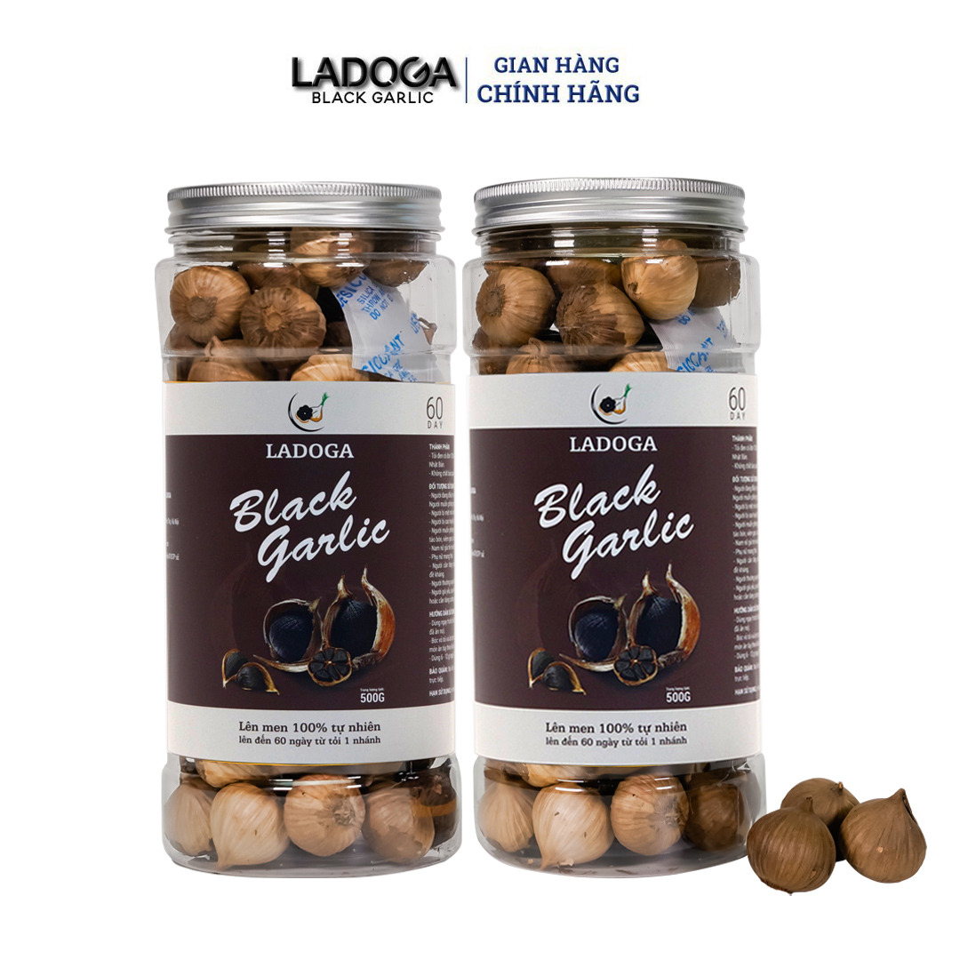 Combo 2 hộp tỏi đen Ladoga hộp 500g loại 1 - Tỏi đen cô đơn lên men tự nhiên 60 ngày công nghệ Nhật Bản