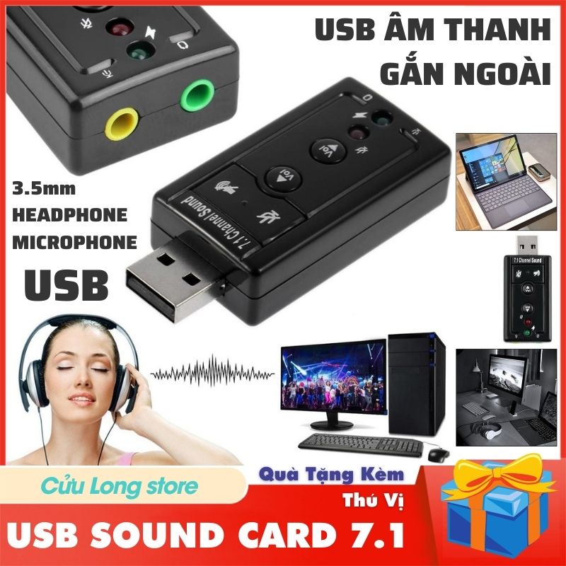Card Âm Thanh USB Sound Card 7.1 rời cho PC laptop ô tô gắn ngoài windows đầu cắm 3.5mm tai nghe mic cho máy tính xe hơi usb chuyển đổi âm thanh - [mẫu mới] (free ship toàn quốc) Giá 91,080 Đồng*Miễn phí vận chuyển