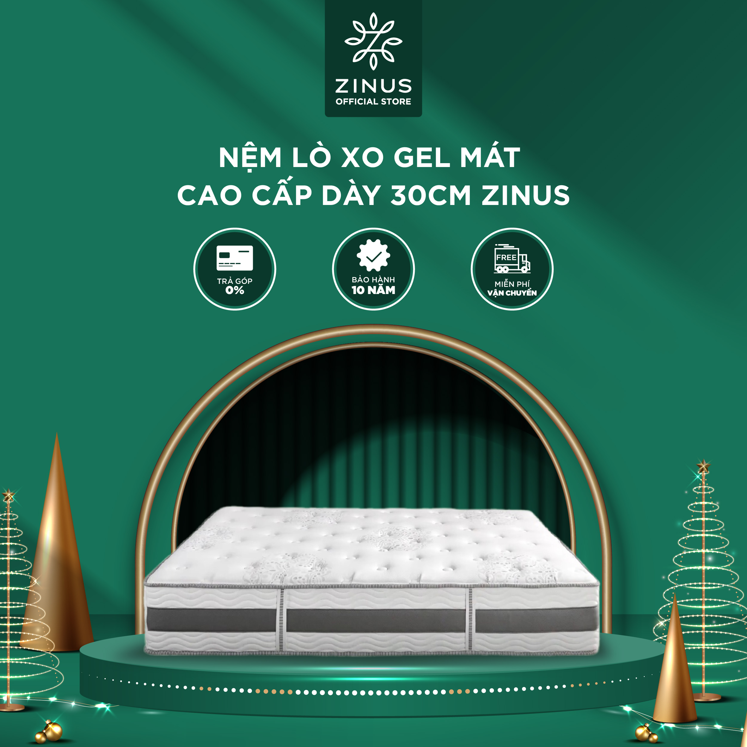 Nệm Lò Xo Gel Mát Dày 30cm Zinus 12in GelInfused Memory Foam Hybrid Spring Mattress