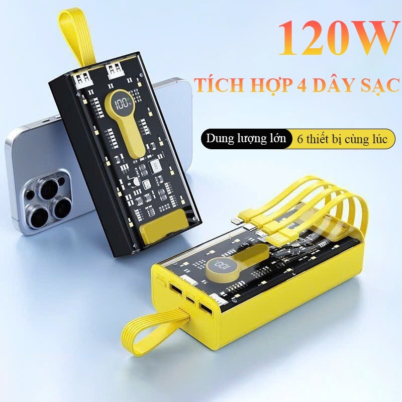 Backup Charger 100000Mah Fast Charging Port 120W Pd20W with 4 Charging Cables Led Screen 12 Month Warranty