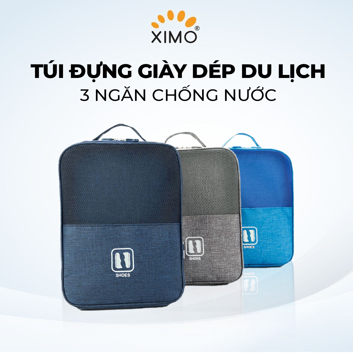  Túi đựng giày dép du lịch kiểu dáng thể thao có 3 ngăn tiện dụng chống nước XIMO TDG04 