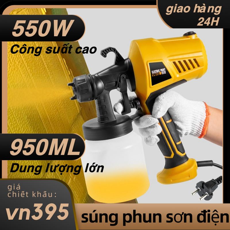 Máy phun sơn dùng điện hilda 550w dụng cụ phun 220v phích cắm eu,dung tích lớn 950ml súng phun sơn,thích hợp sơn xe, sơn nội thất, sơn ngoại thất