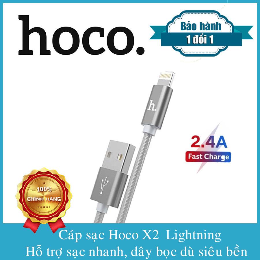 Cáp sạc lightning hoco x2 chiều dài 2m cho iphone xs maxiphone 1111pro max../ipad dây bọc dù chống gập bền