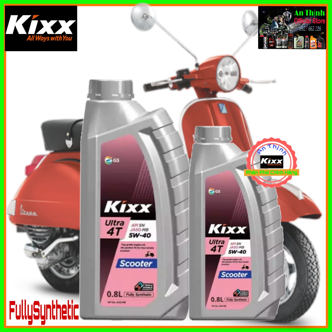 DẦU NHỚT XE TAY GA KIXX ULTRA 4T SCOOTER SN 5W-40 FULLY-SYNTHETIC 0.8L