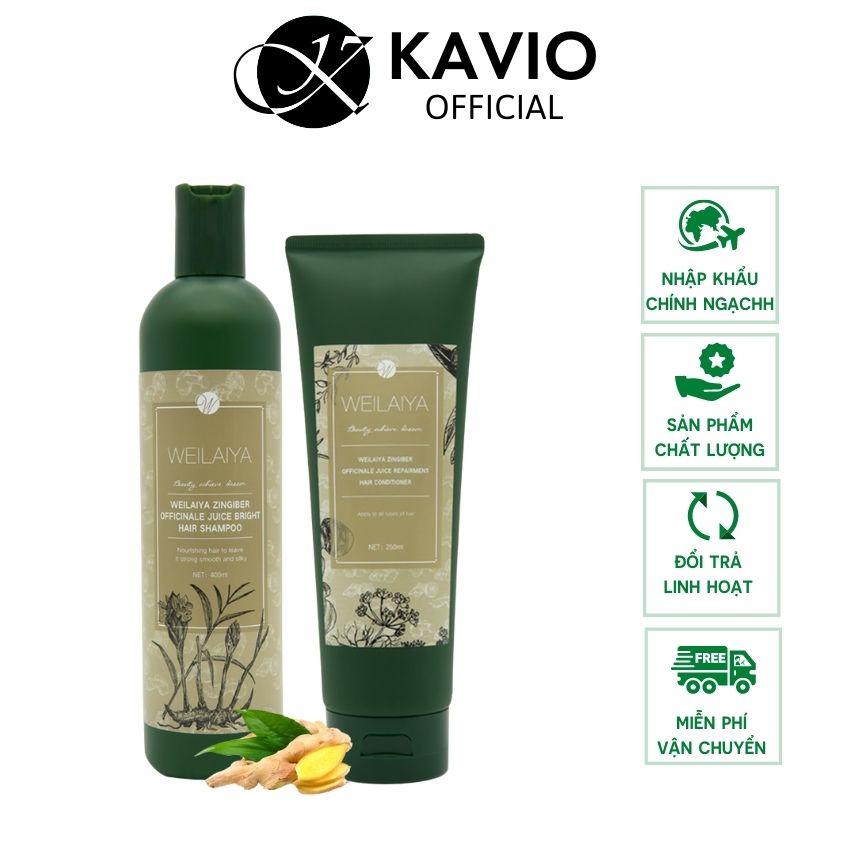 [Hàng Chính Hãng] Bộ Dầu Gội Xả Hỗ Trợ Trị Rụng Tóc Kích Thích Mọc Tóc Weilaiya Tinh Chất Gừng Hà Thủ Ô Cao Cấp Ngăn Ngừa Rụng Tóc Lưu Thông Mạch Máu Hương Thảo Dược - Kavio Official