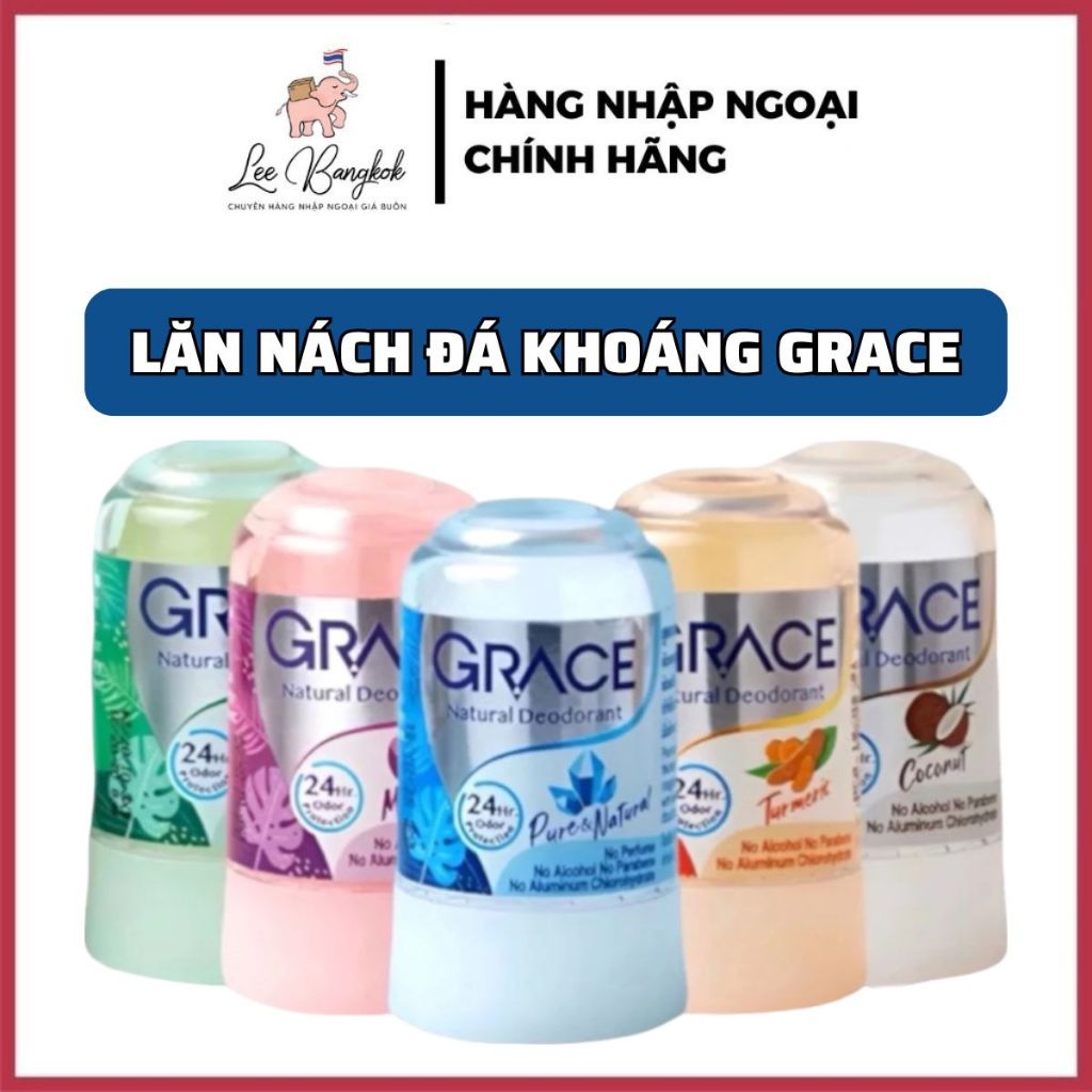   NỘI ĐỊA THÁI  Lăn Nách Khử Mùi Đá Khoáng GRACE Natural Deodorant Không Để Lại Vết Kiểm Soát Mồ Hôi 70g LEEBANGKOK 