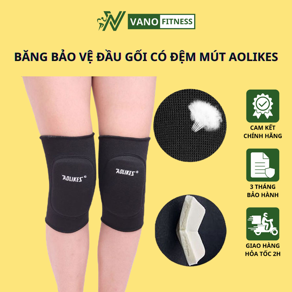Bó gối thể thao bảo vệ đầu gối có đệm aolikes hỗ trợ tập yoga, gym, chơi thể thao al0219