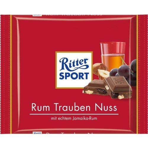 DATE MỚI NHẤT Socola nhân Rum nước Jamaica, nho khô và hạt dẻ Ritter Sport 100g Sản Phẩm Nhập Khẩu Đức