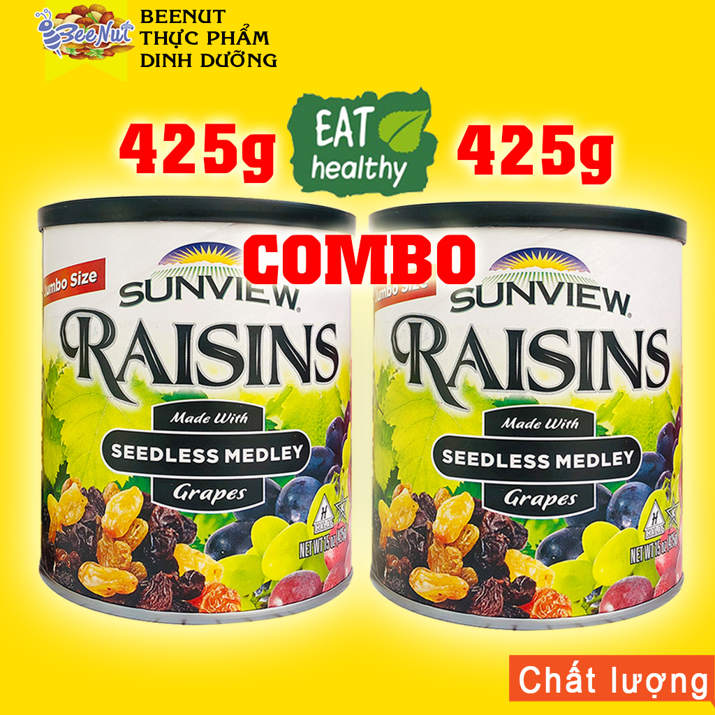Combo 2 hũ Nho sấy khô Raisins Nho khô 3 màu Trái cấy sấy BeeNut