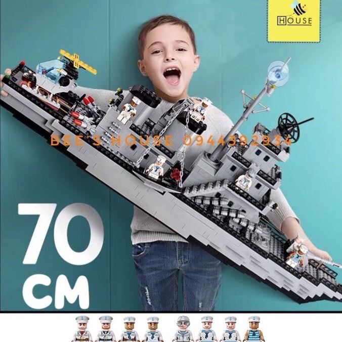 Bộ đồ chơi xếp hình lắp ráp siêu thuyền chiến 70cm đồ chơi phát triển tư duy cho bé