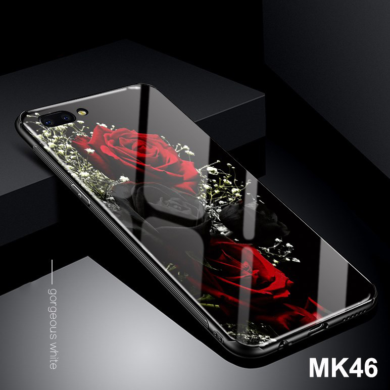 Ốp lưng dành cho iPhone 7 Plus / 8 Plus in 3D hoa hồng mặt lưng kính cường lực sáng bóng