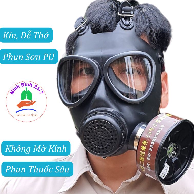 Mặt nạ phòng độc MFJ-05, mặt nạ chống độc trùm kín mặt, thân và phin lọc hoạt tính và phun sơn xịt trừ sâu