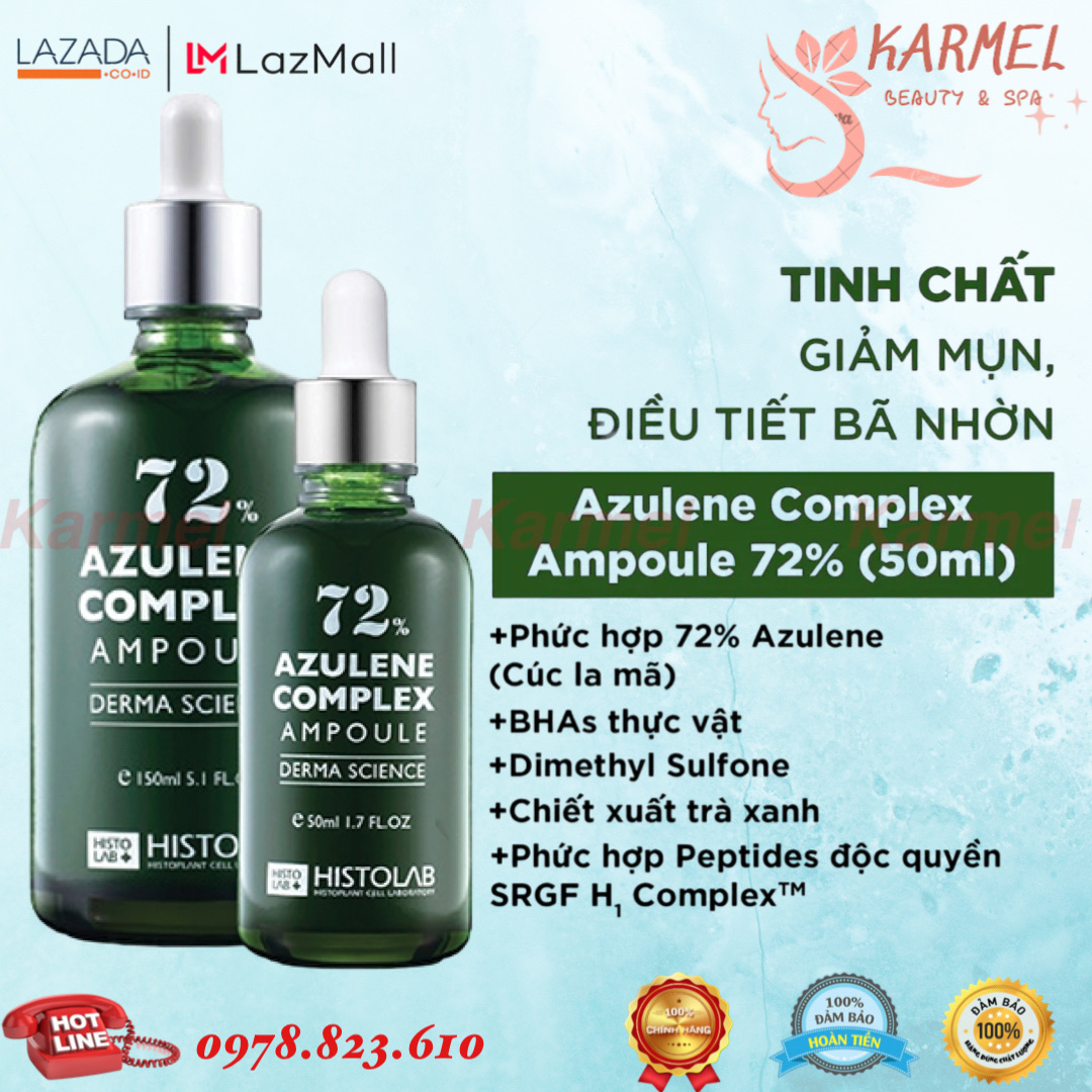 Tinh chất giảm mụn, điều tiết bã nhờn histolab 72% azulene complex ampoule derma science 50ml - karmel chính hãng