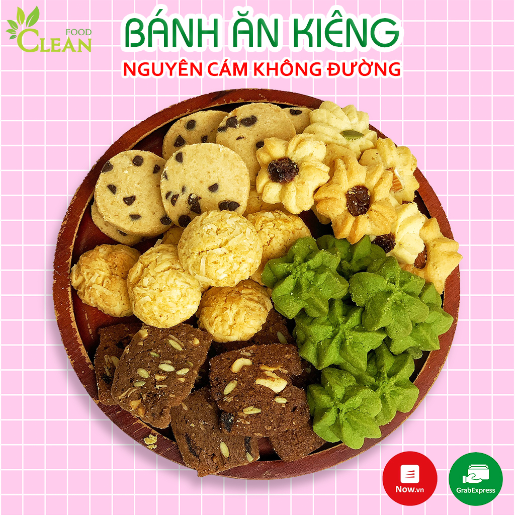 Bánh ăn kiêng Cookie yến mạch CleanFood KHÔNG ĐƯỜNG - Bánh giảm cân/bánh cho người tiểu đường, keto/das, eatclean