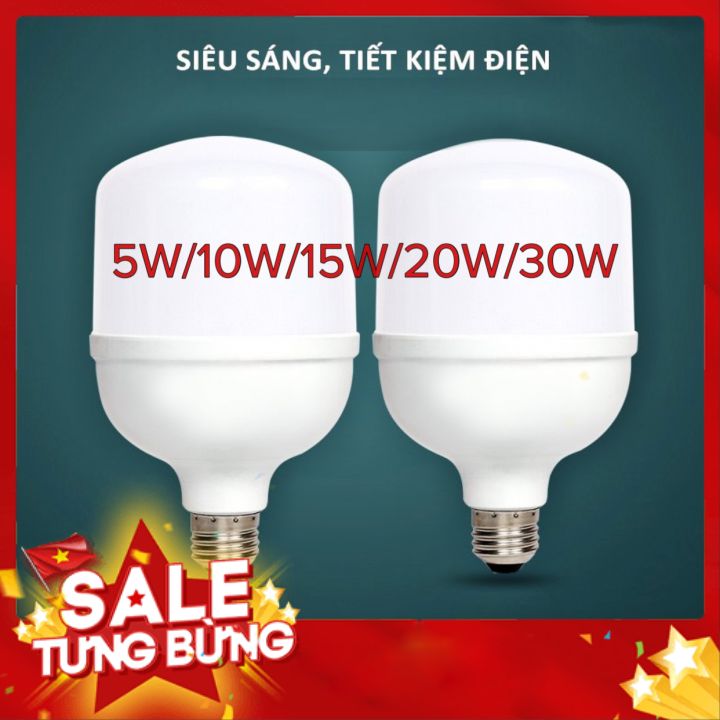 5W 10W 15W 20W 30W Bóng đèn Led trụ bup trụ bulb siêu sáng tiết kiệm điện kín nước