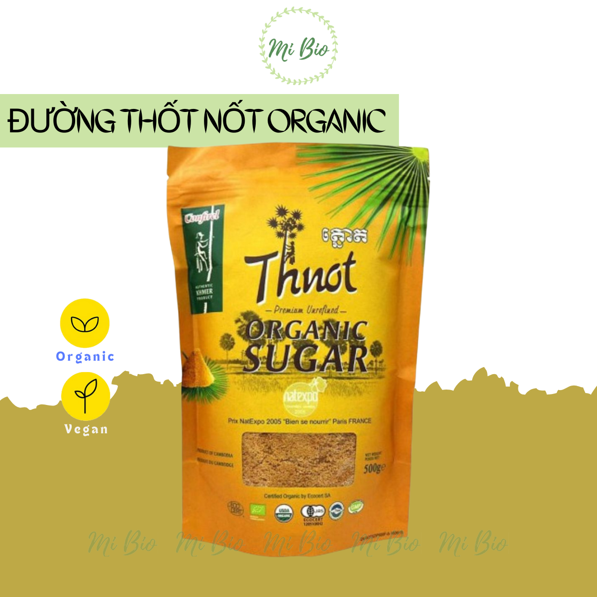 Đường thốt nốt hữu cơ 500gr - Thnot Organic Sugar
