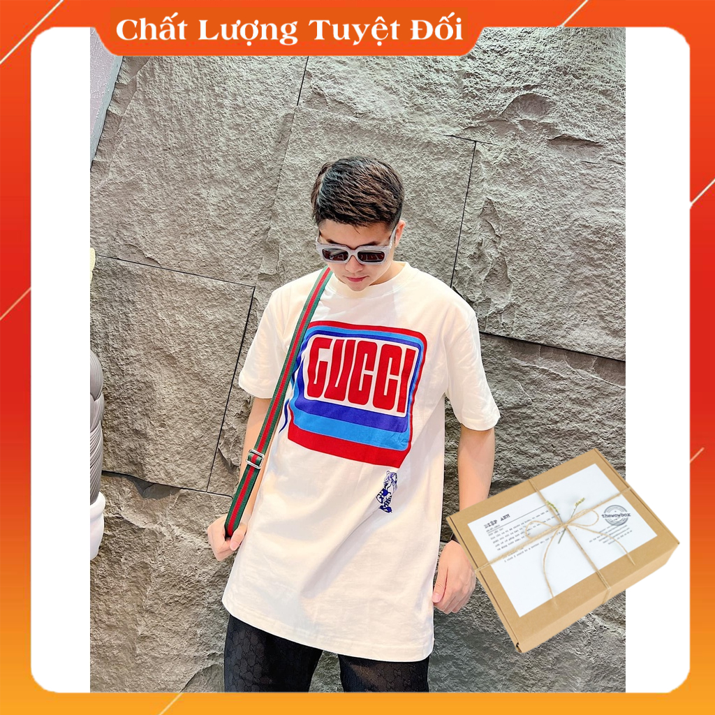 Áo phông nam in chữ gucci - áo thun nam nữ gucci chất liệu cotton thoáng mát trẻ trung