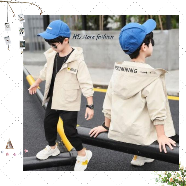 Áo khoác bé trai bé gái unisex gió 2 lớp size đại in chữ 5 đến 14 tuổi LATIKA 0046