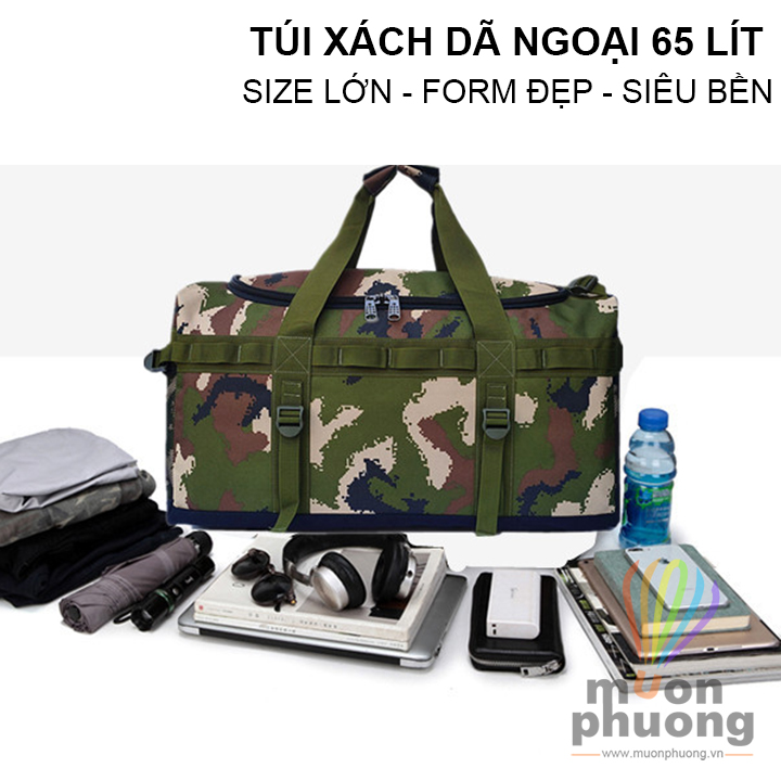 Túi xách đựng hành lý vật dụng du lịch dã ngoại size lớn 65 lít - MUÔN PHƯƠNG SHOP