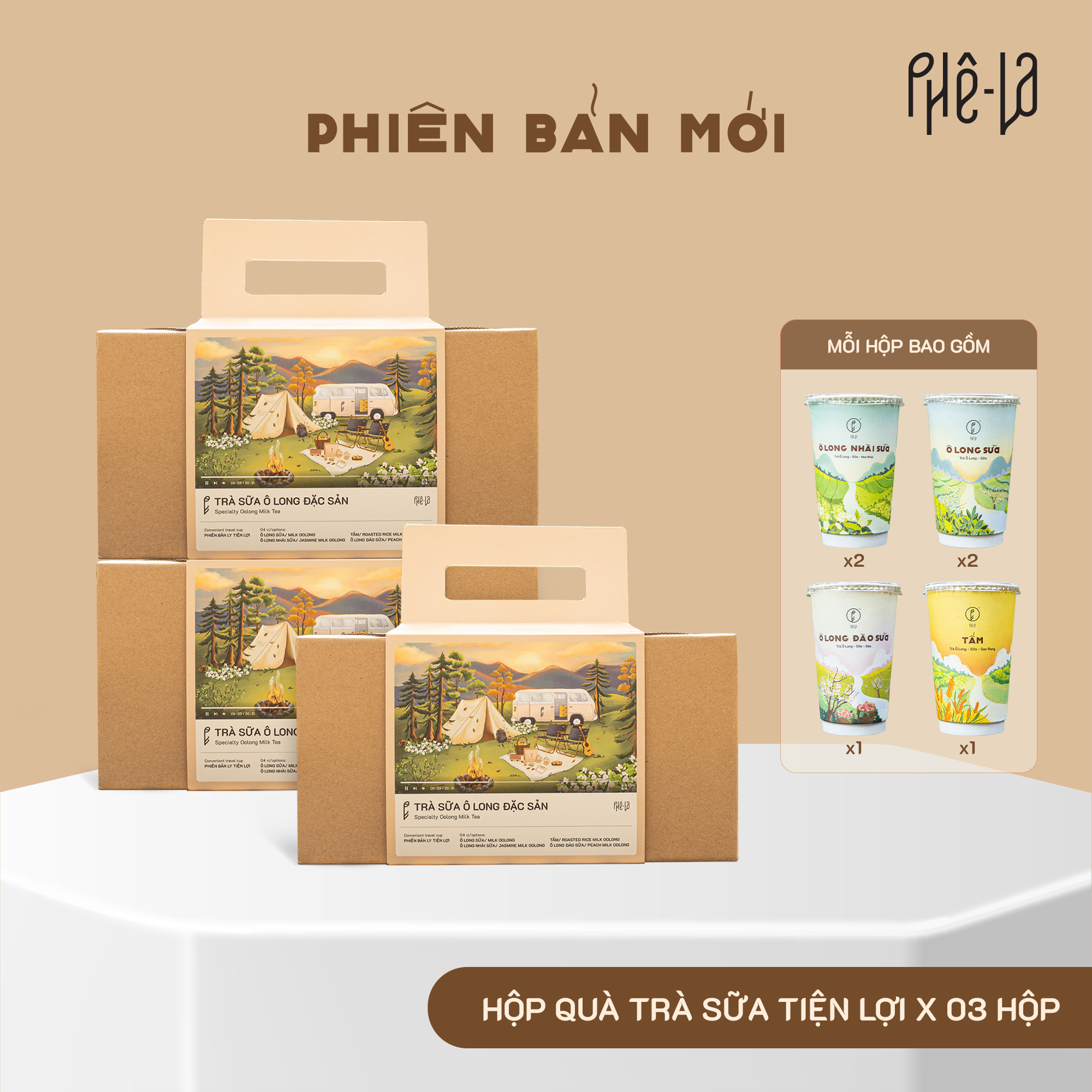   COMBO 03  Hộp Quà Trà Sữa Tiện Lợi - Hộp 06 ly 04 loại 