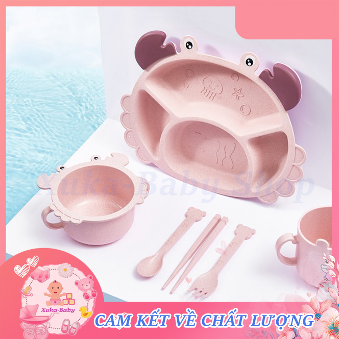 Bộ khay lúa mạch hình con cua cho bé tập ăn dặm