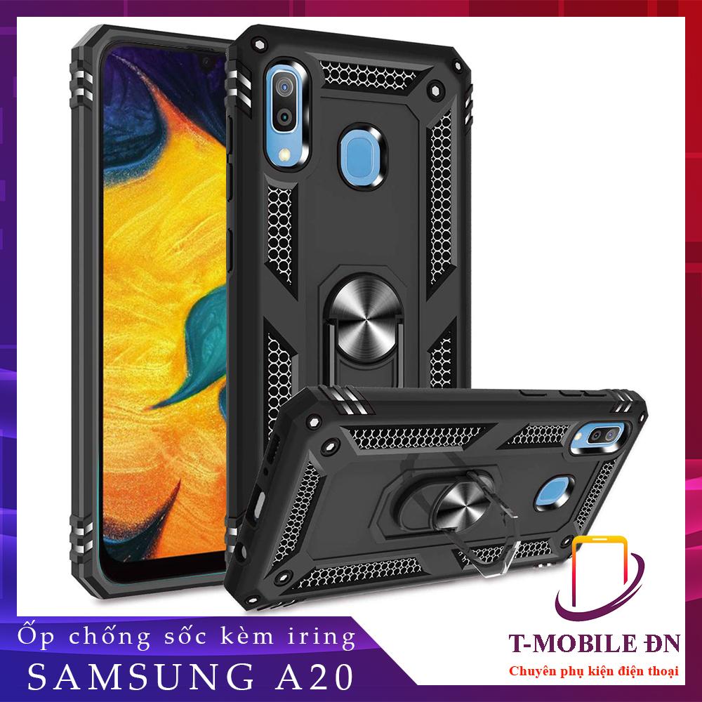 Ốp lưng Samsung A20 chống sốc 2 lớp kèm nhẫn iring giá đỡ bảo vệ máy toàn diện chuẩn châu âu
