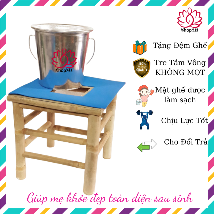 [HCM]BỘ GHẾ XÔNG VÙNG KÍN BẰNG TRE - TẶNG ĐỆM GHẾ