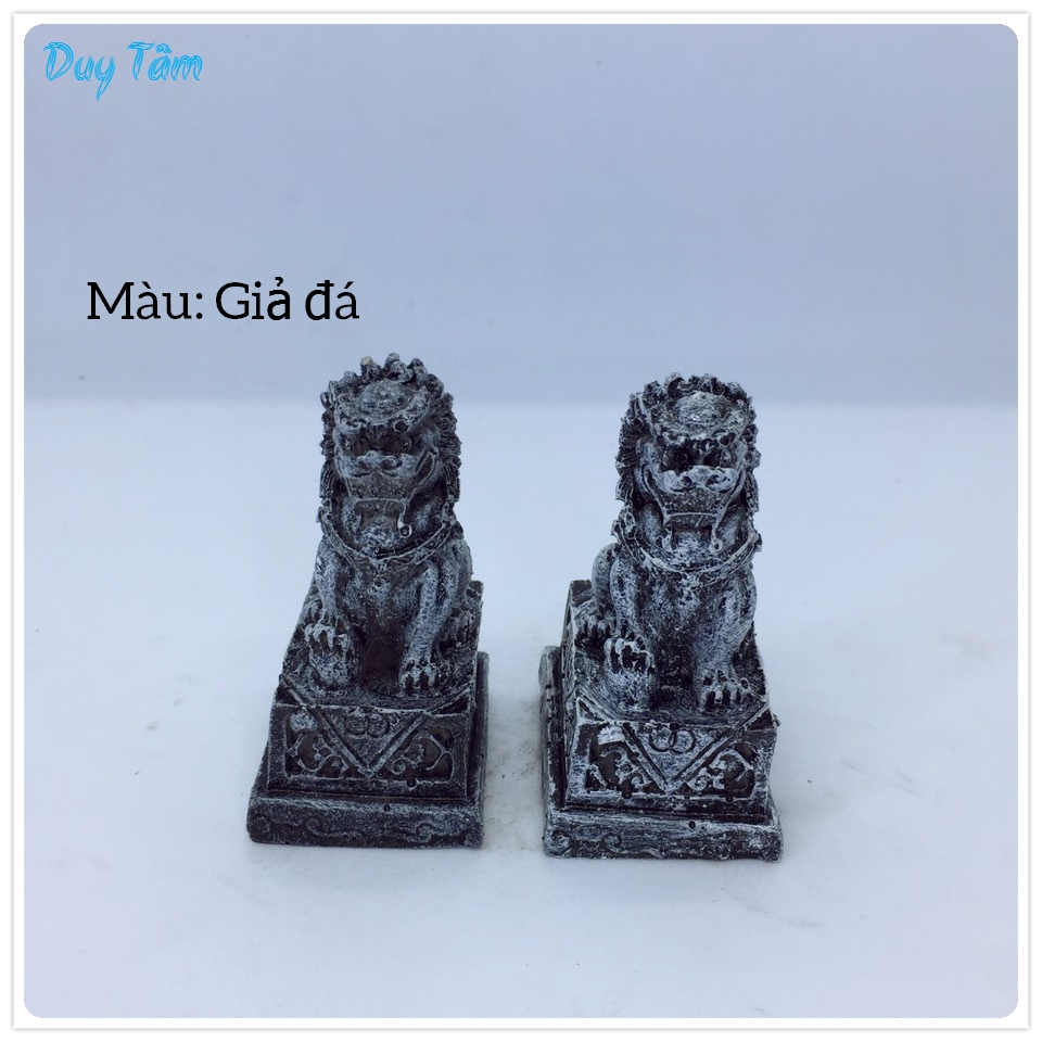 Tiểu cảnh mini để bàn, hồ cá, bán cạn, bể cá thủy sinh, non bộ, sen đá, bonsai, thác nước, trang trí sân vườn, bàn làm viêc, terrarium. TC005- Mô hình cặp sư tử đá.