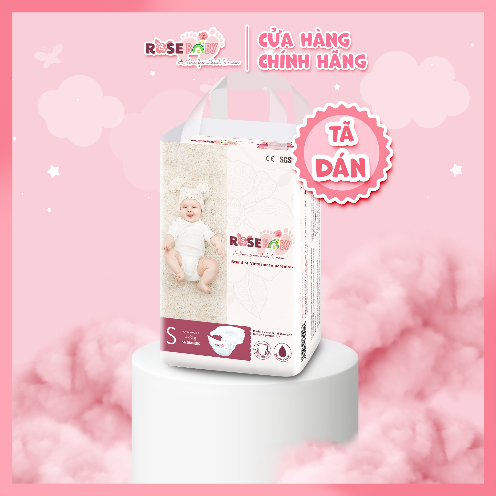 Bịch tã dán rose baby size s
