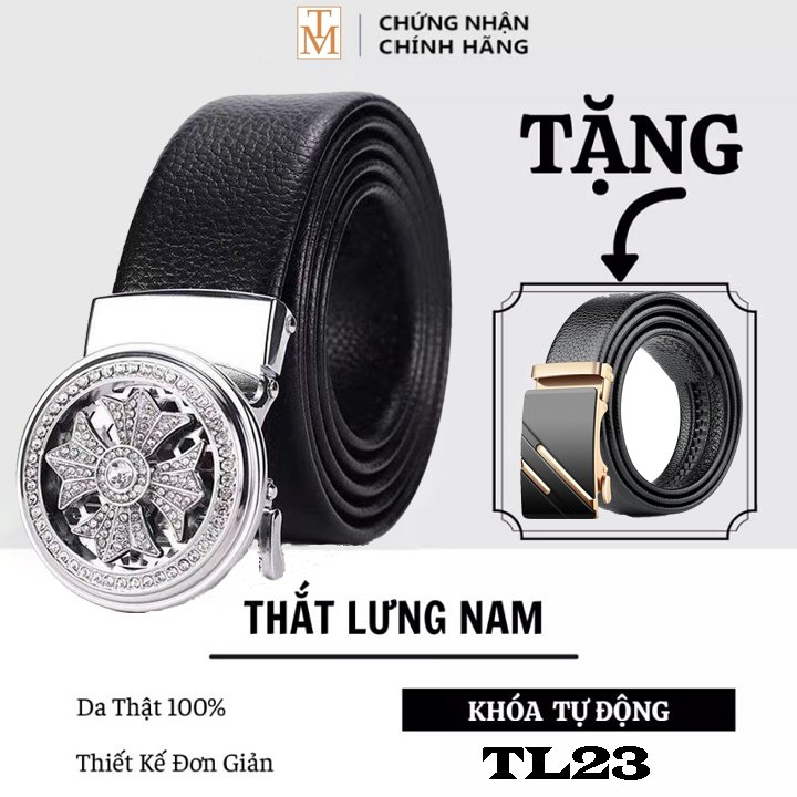 COMBO 2 Thắt lưng nam da cao cấp, Khóa kim loại tự động phong cách Hàn Quốc