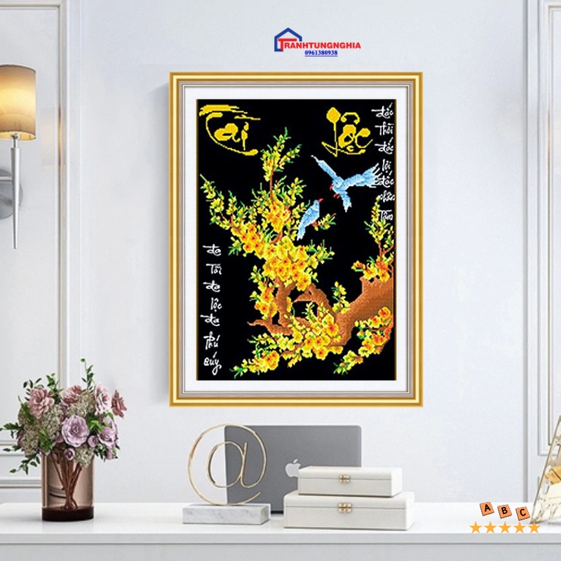 Tranh đính đá tài lộc 55cm x 75cm