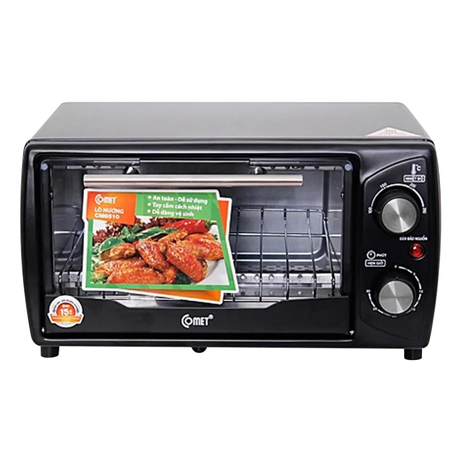 Lò nướng điện đa năng comet cm6510 tùy chỉnh hoạt động với 4 mức công suất , 4 nhiệt độ nướng khác nhau ,vỏ ngoài làm bằng kim loại dễ vệ sinh ,lò nướng không khói có vỉ nướng khay đựng dầu mỡ thừa.