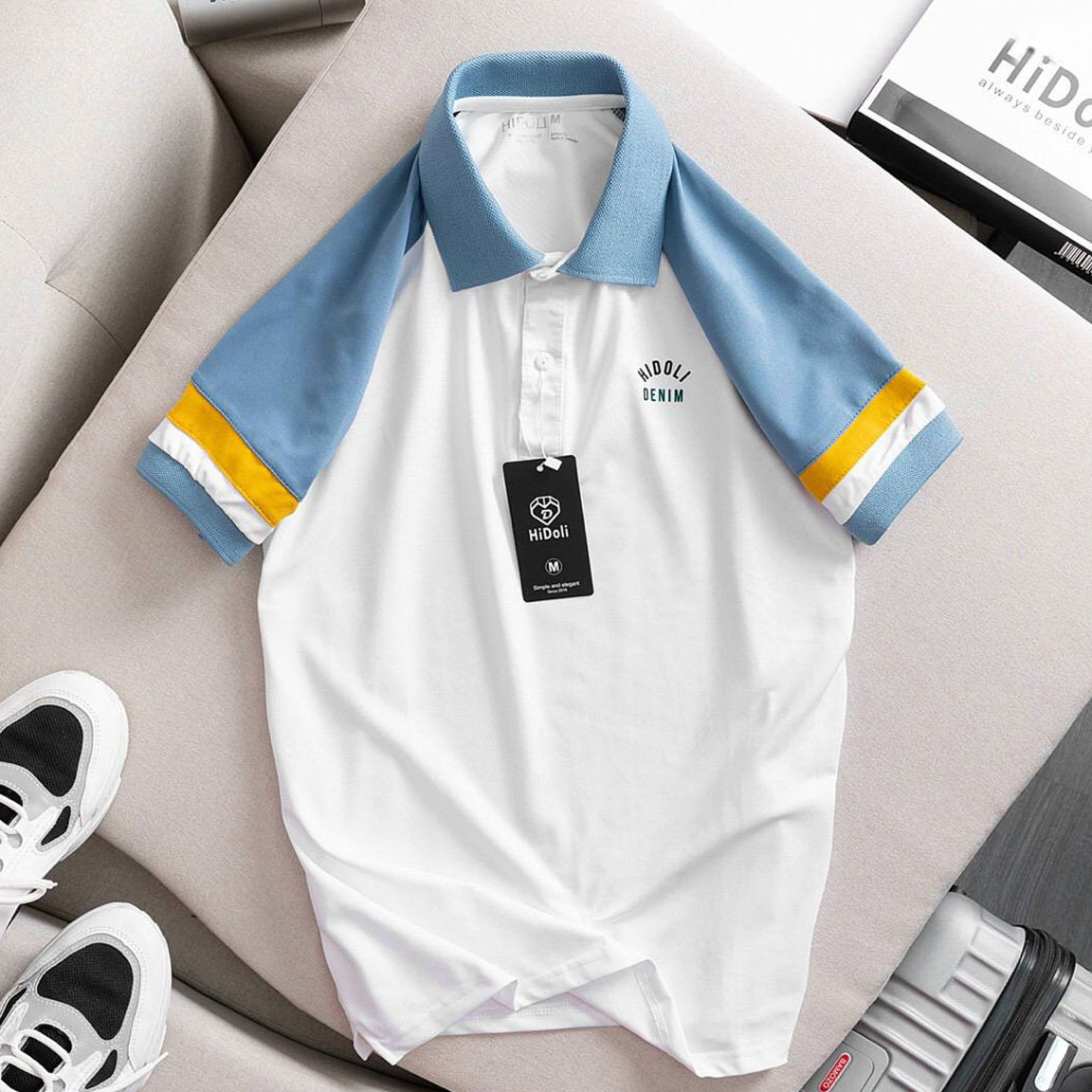 Áo thun POLO thun nam cộc tay phối màu cá tính