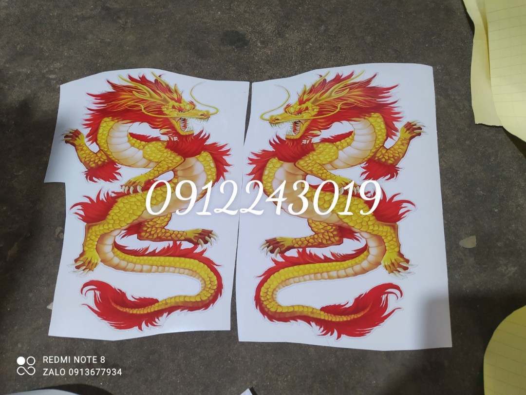 Cặp tem rồng đứng decan dán trang trí xe ô tô, xe tải