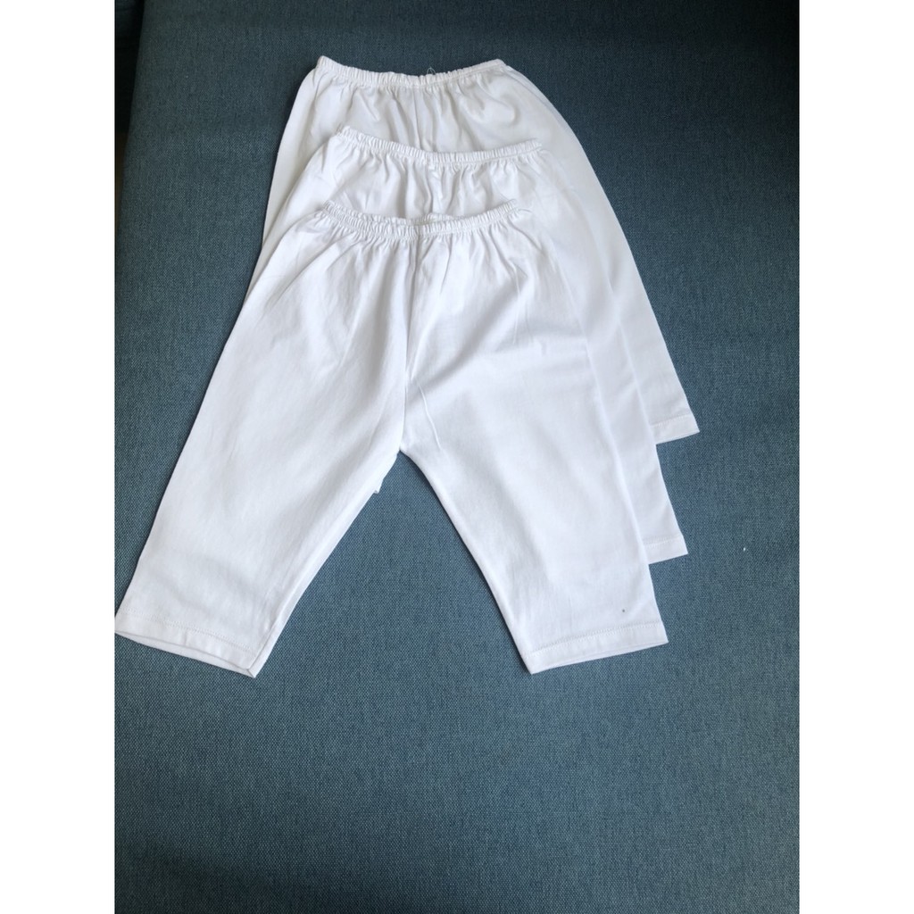 combo 10 Chiếc Quần dài trắng, quần cotton 100% cho bé trai bé gái mặc nhà size từ 4kg - 24kg