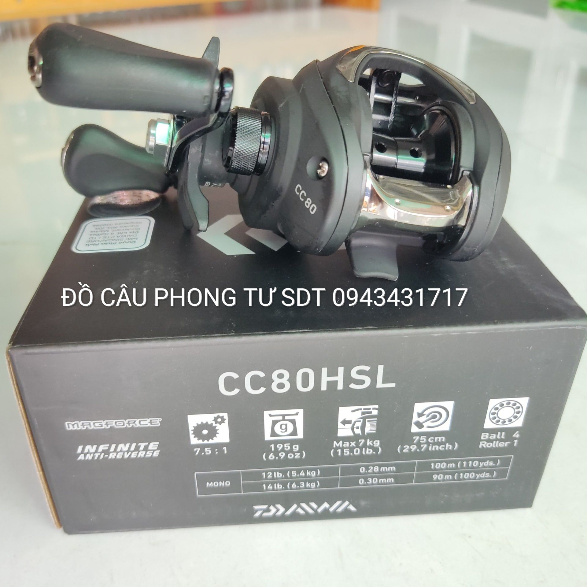 Máy câu ngang tay trái daiwa cc80 hsl
