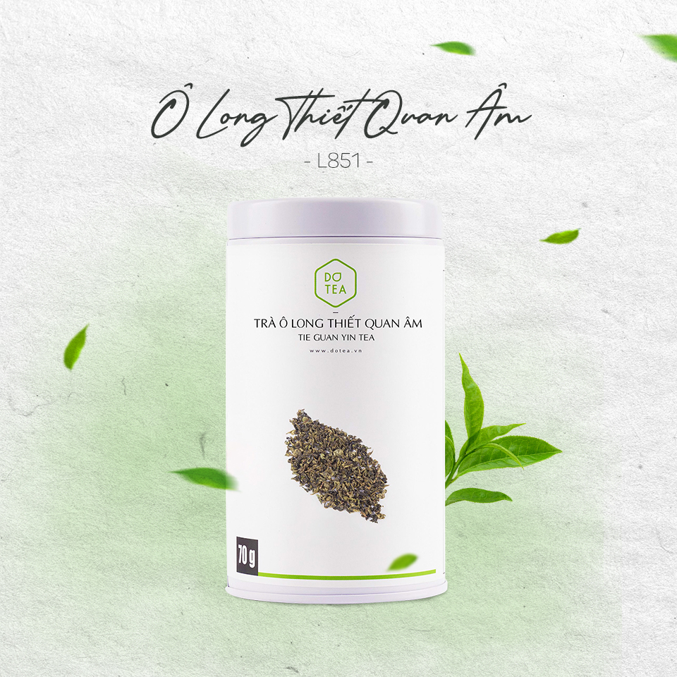 Trà ô long làm quà tặng, trà biếu - Lon 70gam trà oolong thiết quan âm cao cấp L851 Dotea - bảy nước, vị chưa nhạt