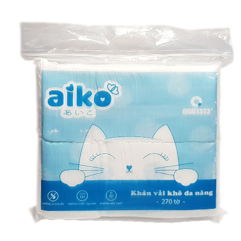 Khăn vải khô đa năng aiko 270 tờ/túi