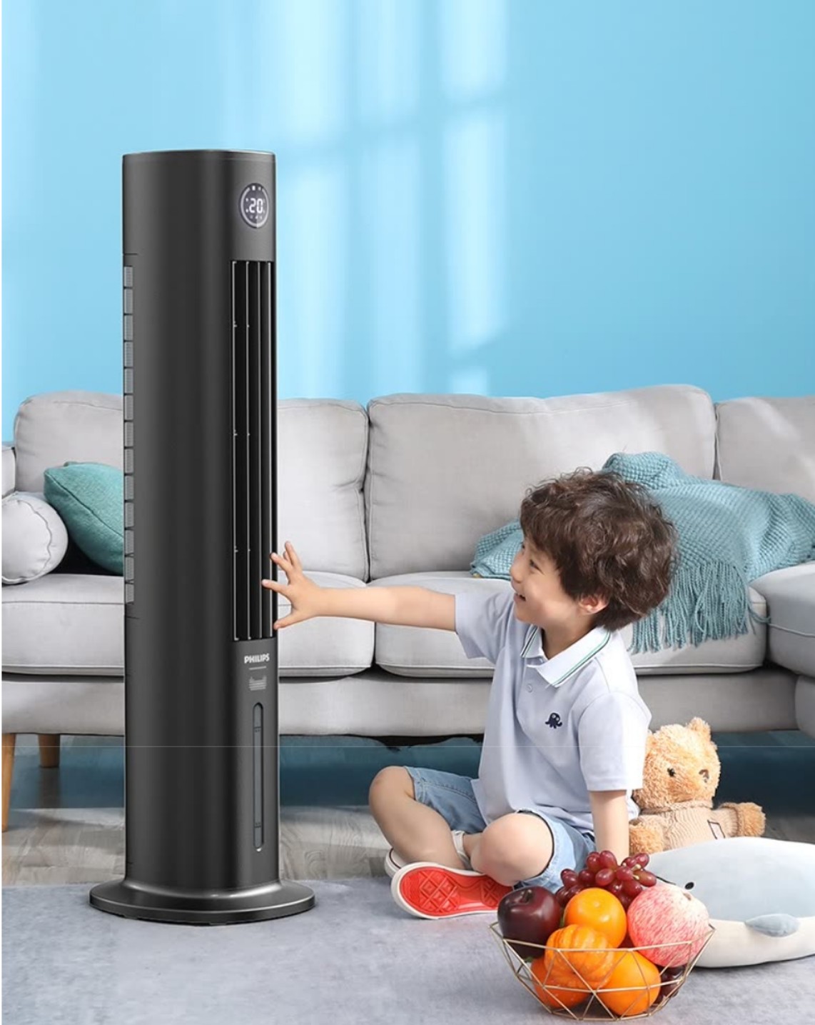 Quạt Tháp hơi nước Philips Xiaomi, Quạt không cánh điều hòa không khí bằng hơi nước Philips Xiaomi, Lọc bụi, Khói an toàn cho mẹ và bé