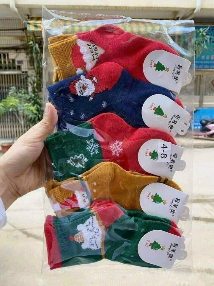 Bộ 5 đôi tất Noel trẻ em siêu dễ thương cho bé từ 4 đến 14 tuổi, vớ noel, tất noel cho bé, tất giáng sinh cho bé loại 1