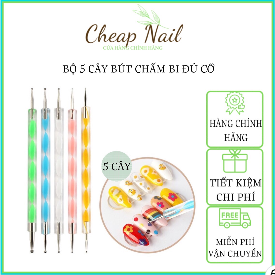 Bộ 5 cây bút chấm bi làm nail Cheap Nail, set 5 bút chấm bi
