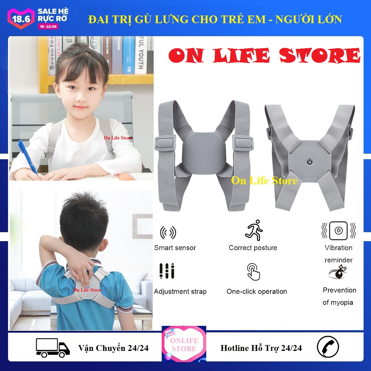 Đai trị gù lưng, đai trị lưng tôm cho trẻ em chức năng : chống gù - trị gù lưng - chóng gù lưng - trống gù lưng. Hàng Số 1 Nhật Bản - Bảnh Hành 6 Tháng