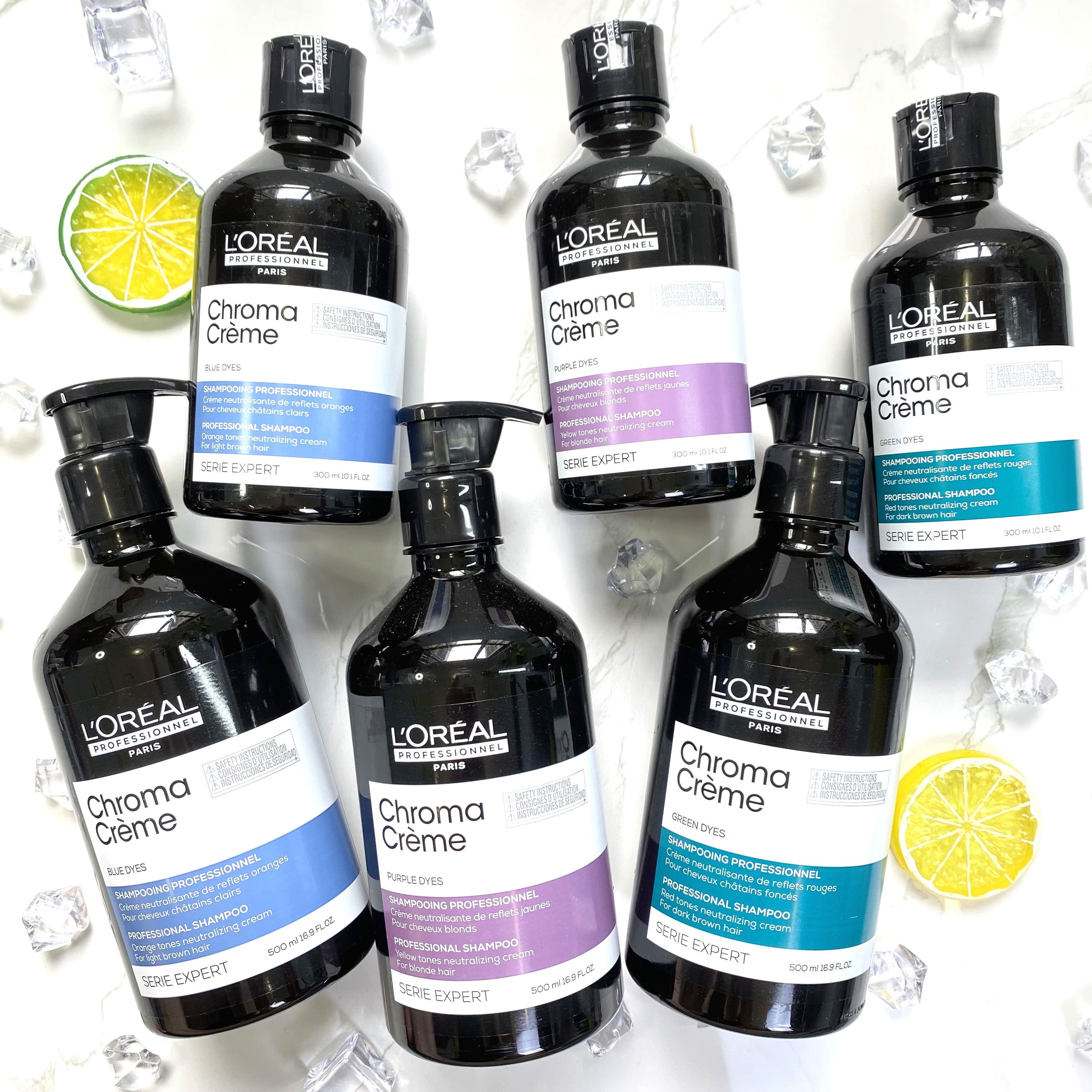 Dầu Gội Tím Khử Vàng, Xanh Dương Khử Cam, Xanh Lá Khử Đỏ Cực Mạnh Loreal Professionnel Chroma Crème