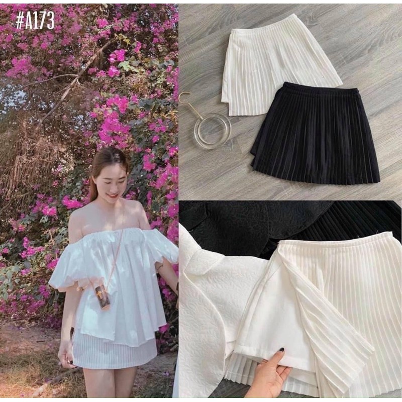 Chân váy quần dập ly xẻ