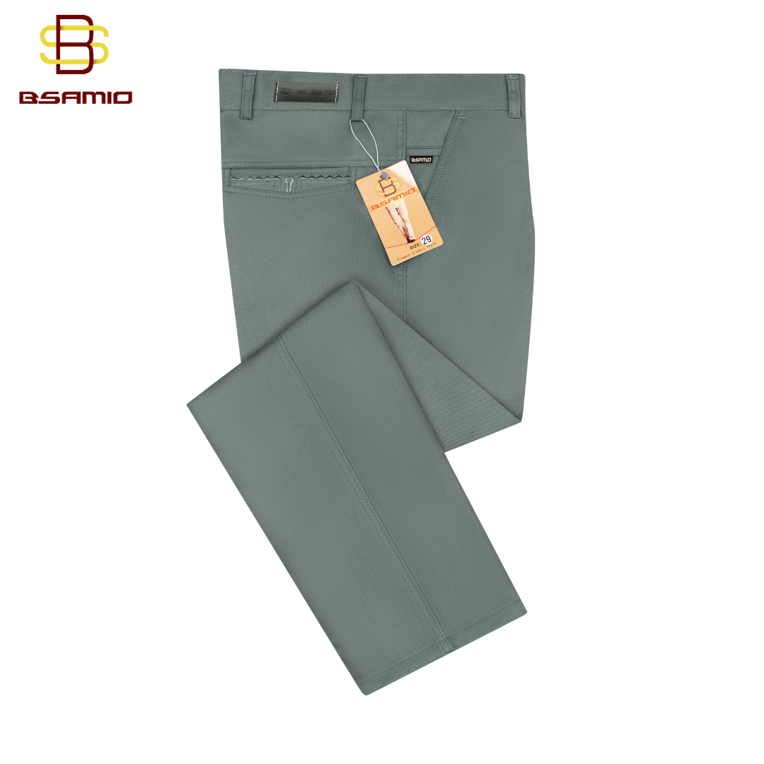 Quần Kaki Nam Trung Niên BSAMIO Màu Xám Nhạt Chất Vải Mềm Ống Suông Có Size Đại