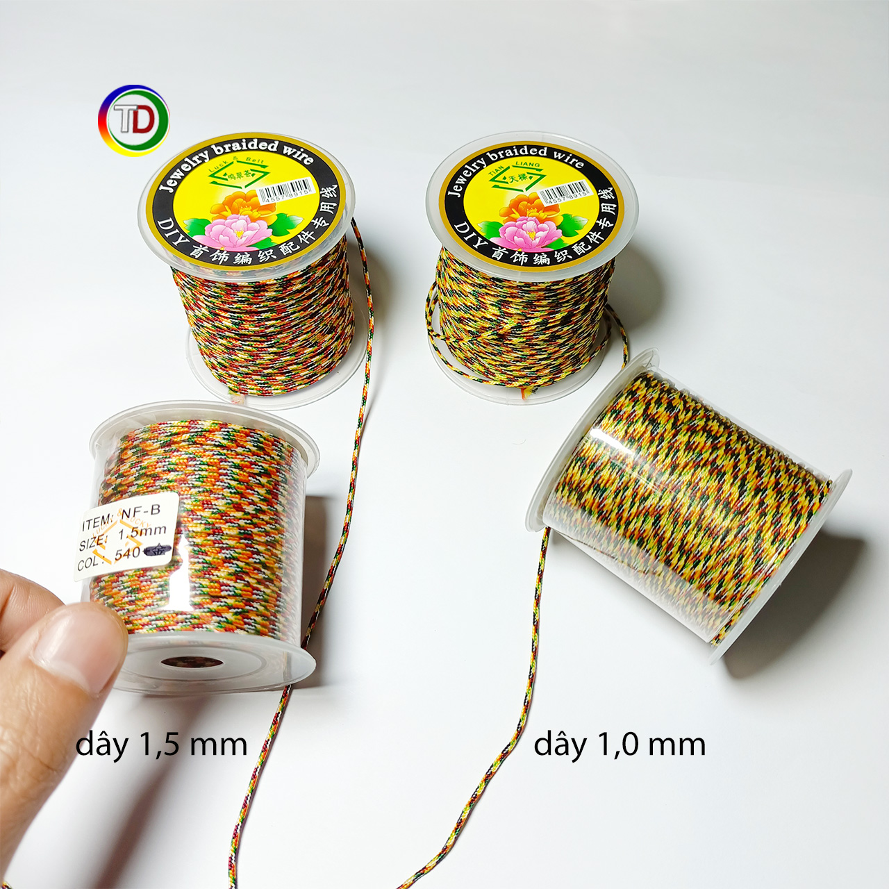 Chỉ ngũ sắc đan vòng Handmade DIY cuộn 45m lẻ 5 m để bện vòng tay dây đeo cổ tự làm - TD.Store